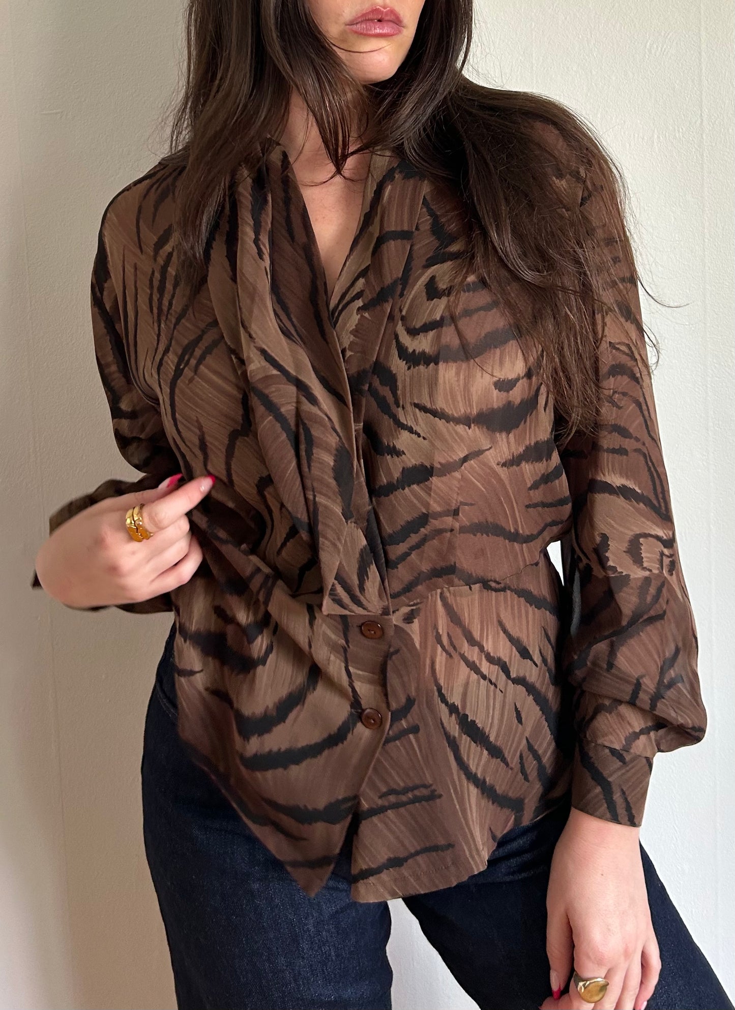 Tiger Print Silk Blouse