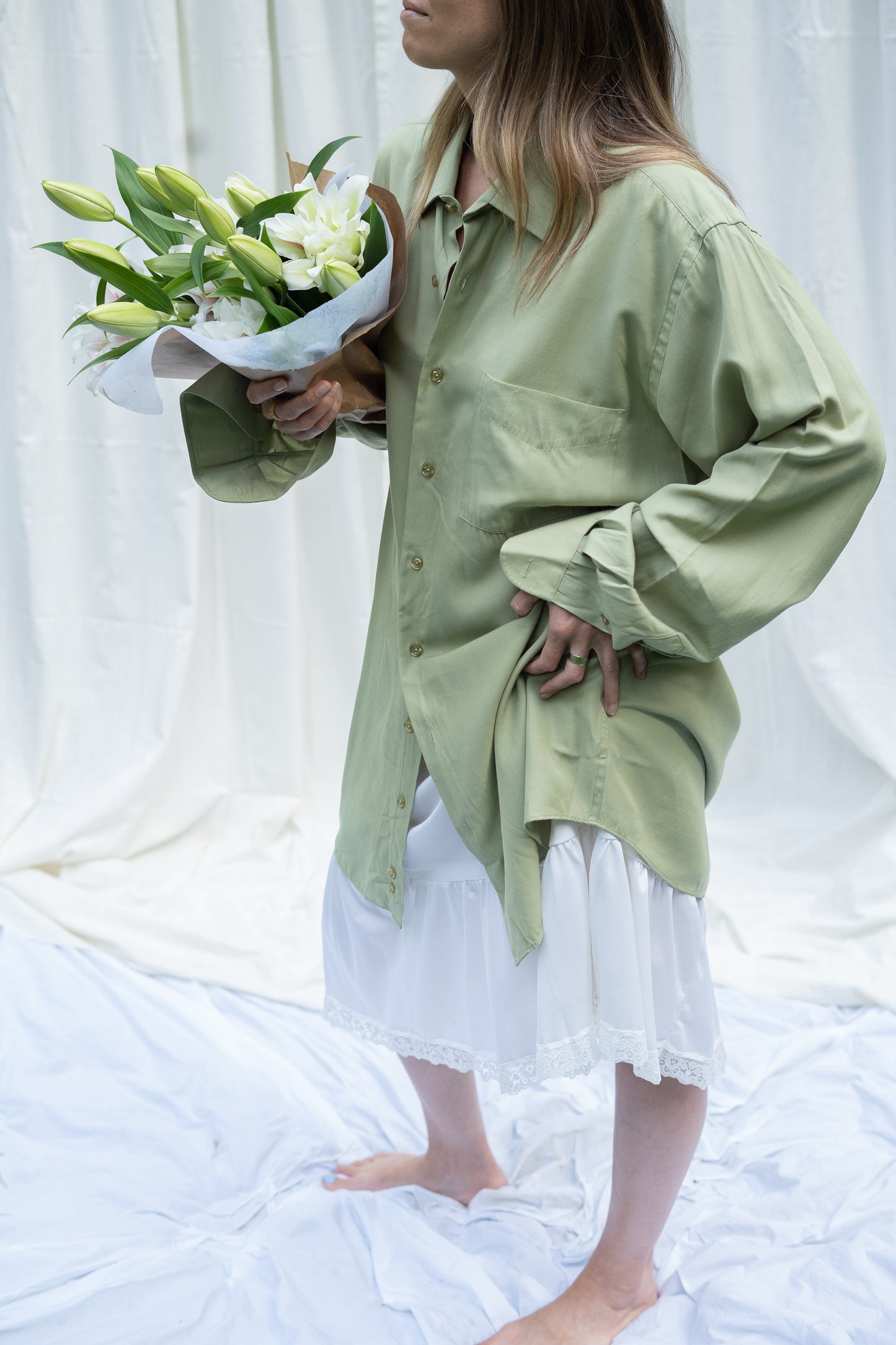 Designer Green Button Up