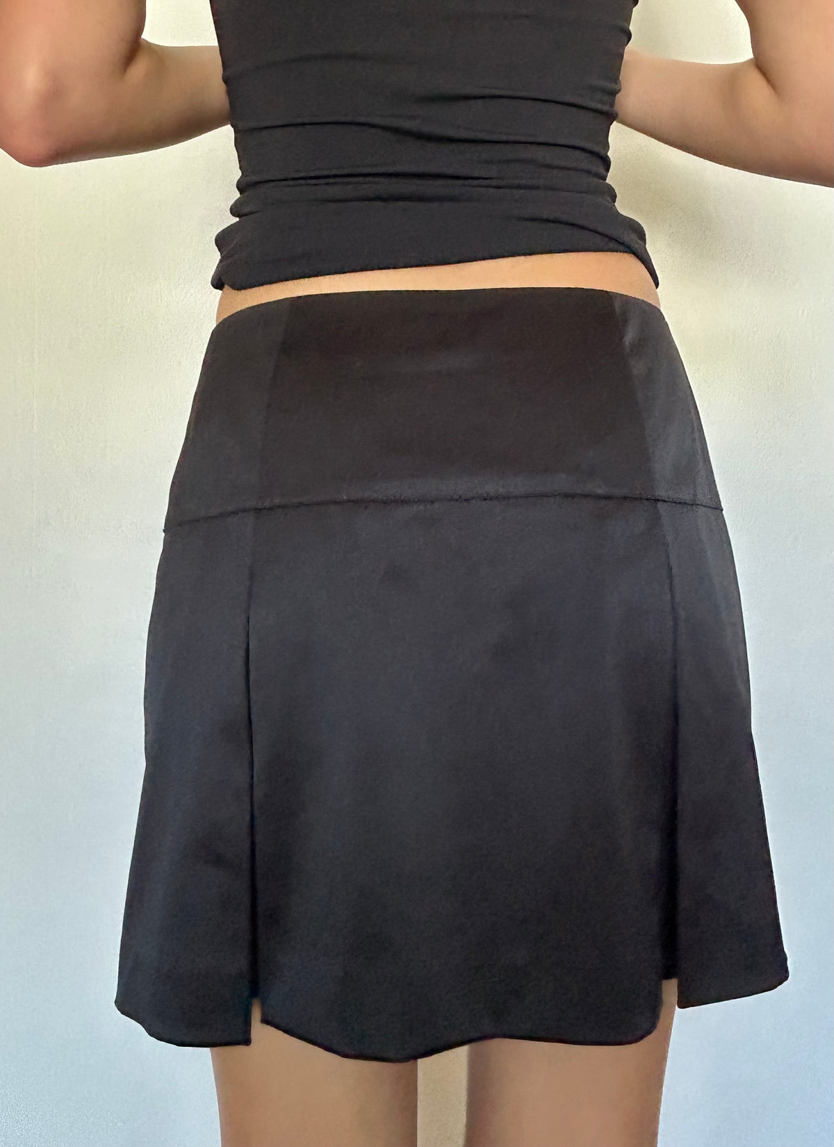 Black Satin Skort