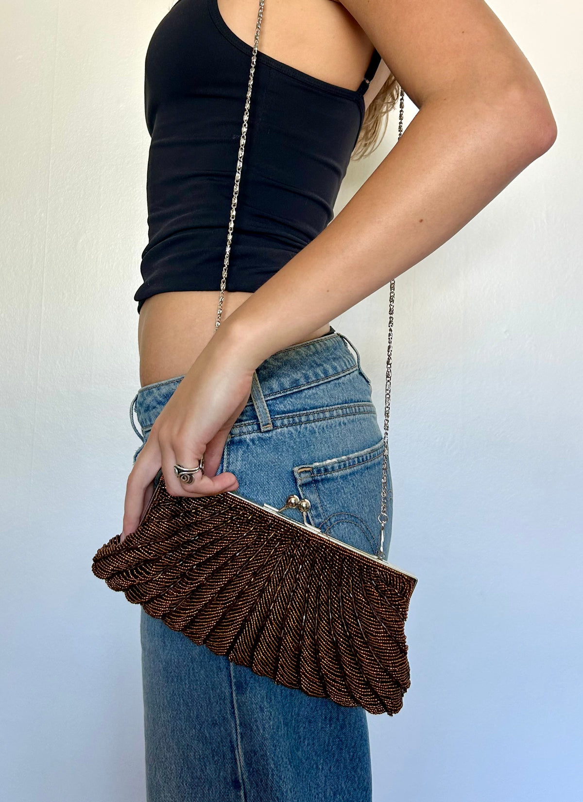 Bronze Beaded Clutch