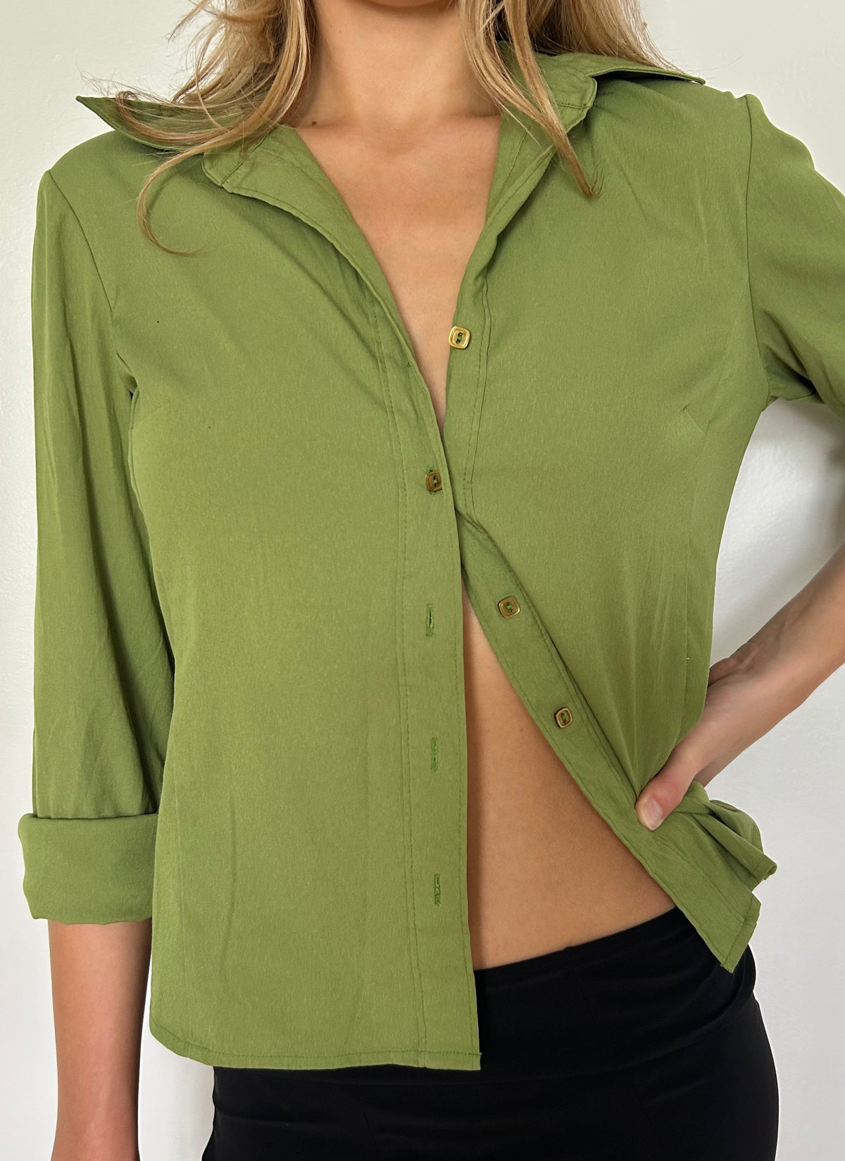 Green Button Up
