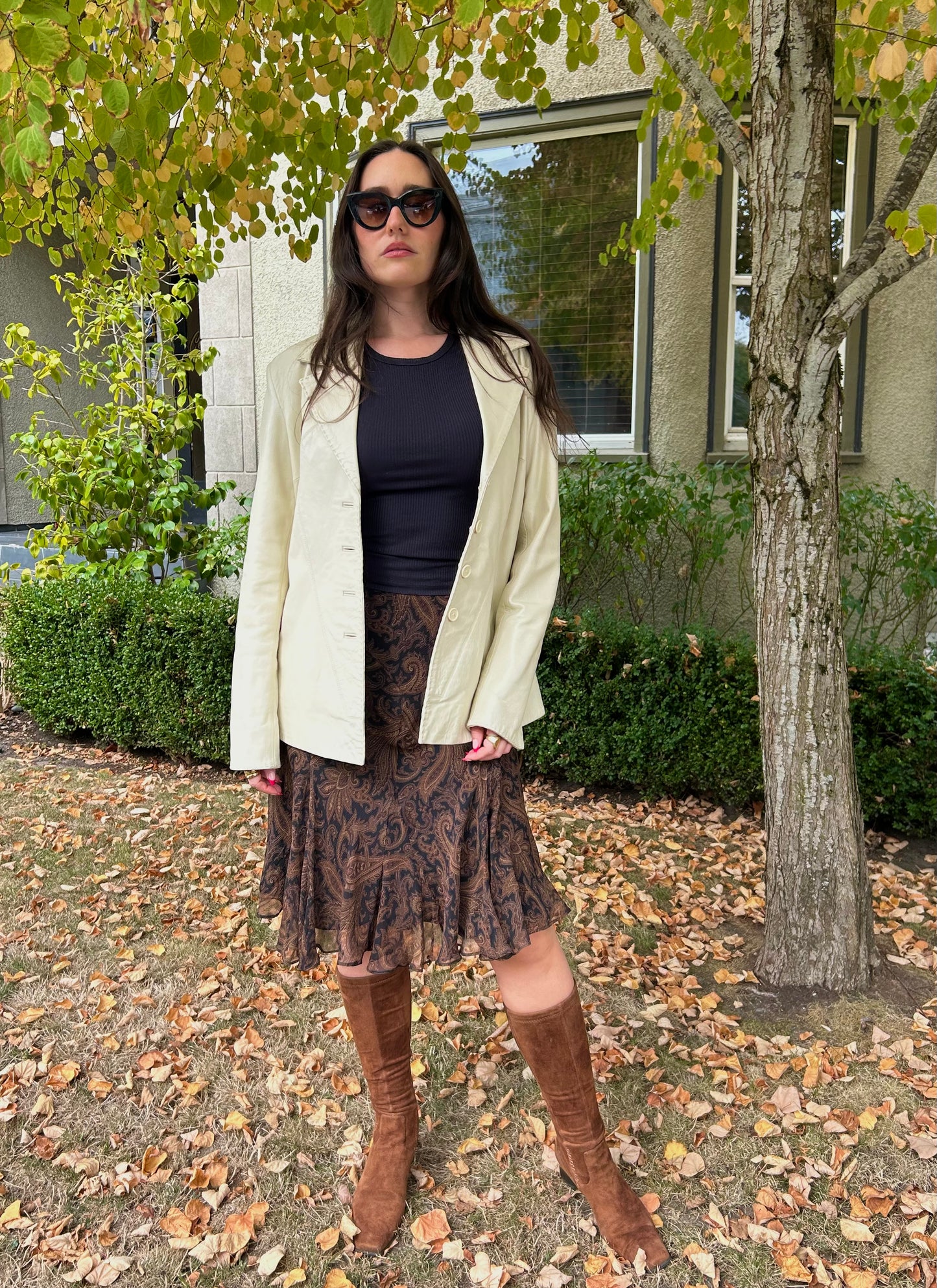 Cream Leather Jacket