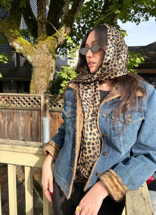 Faux Fir Trim Denim Jacket