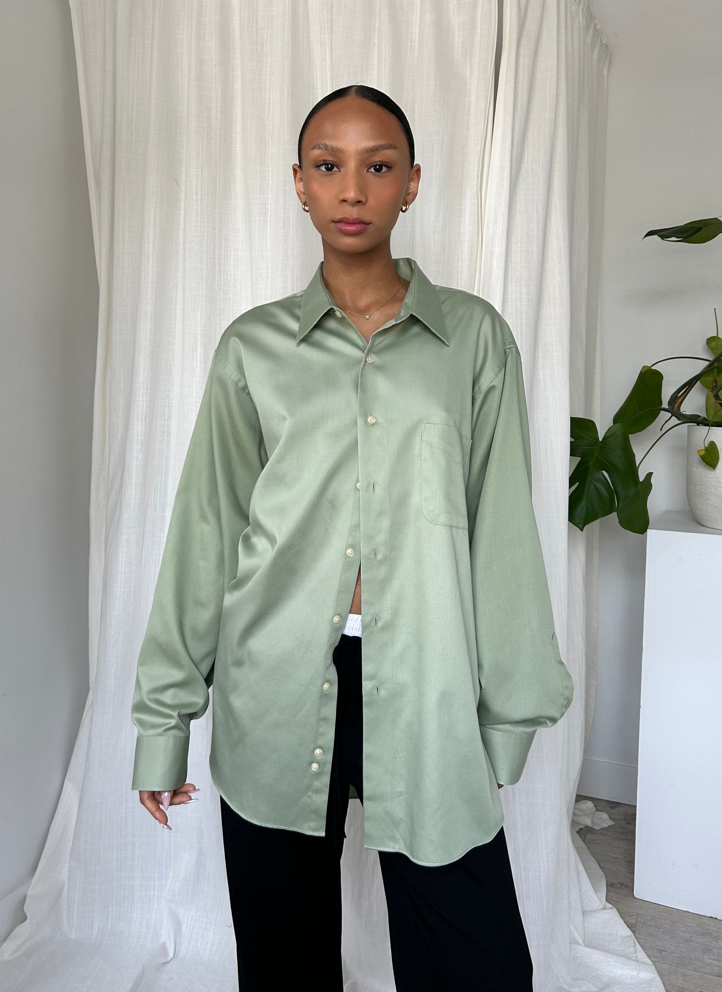 Sage Button Up