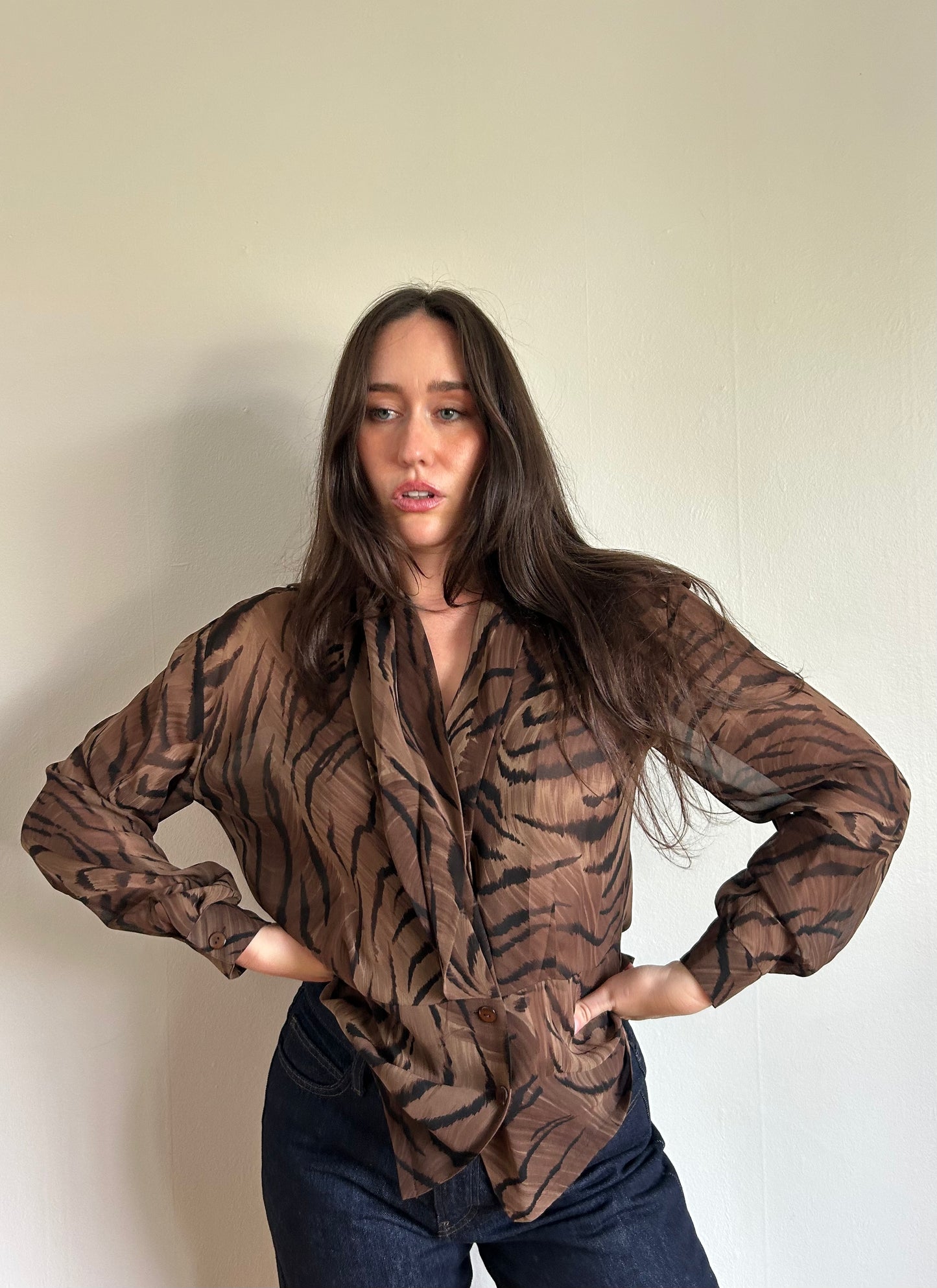 Tiger Print Silk Blouse