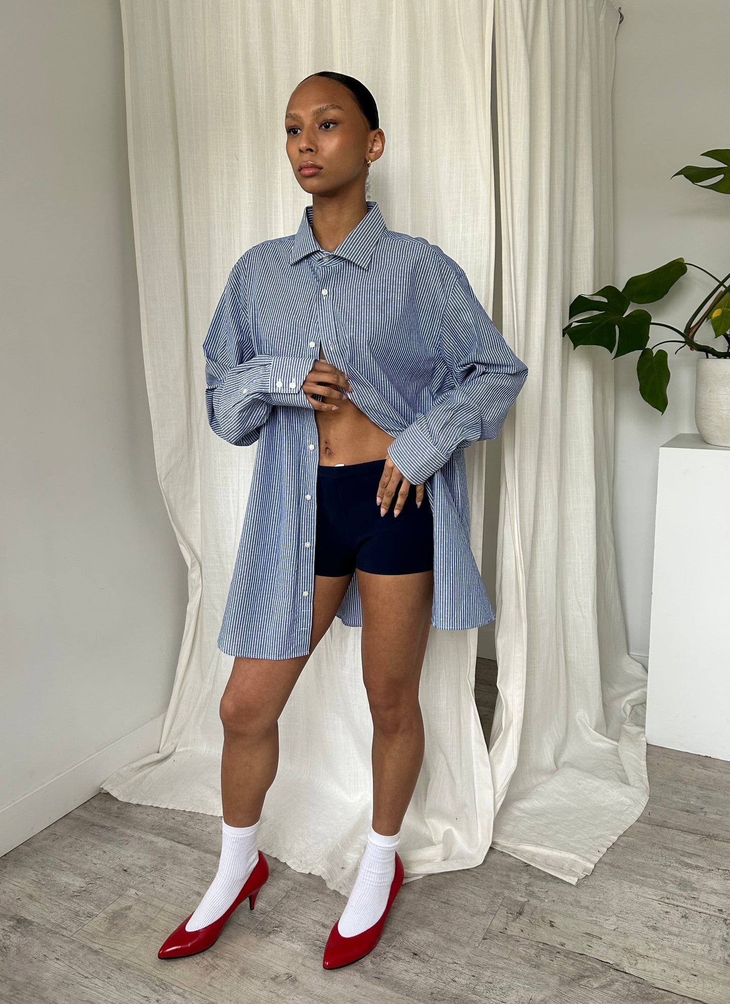Blue Stripe Button Up