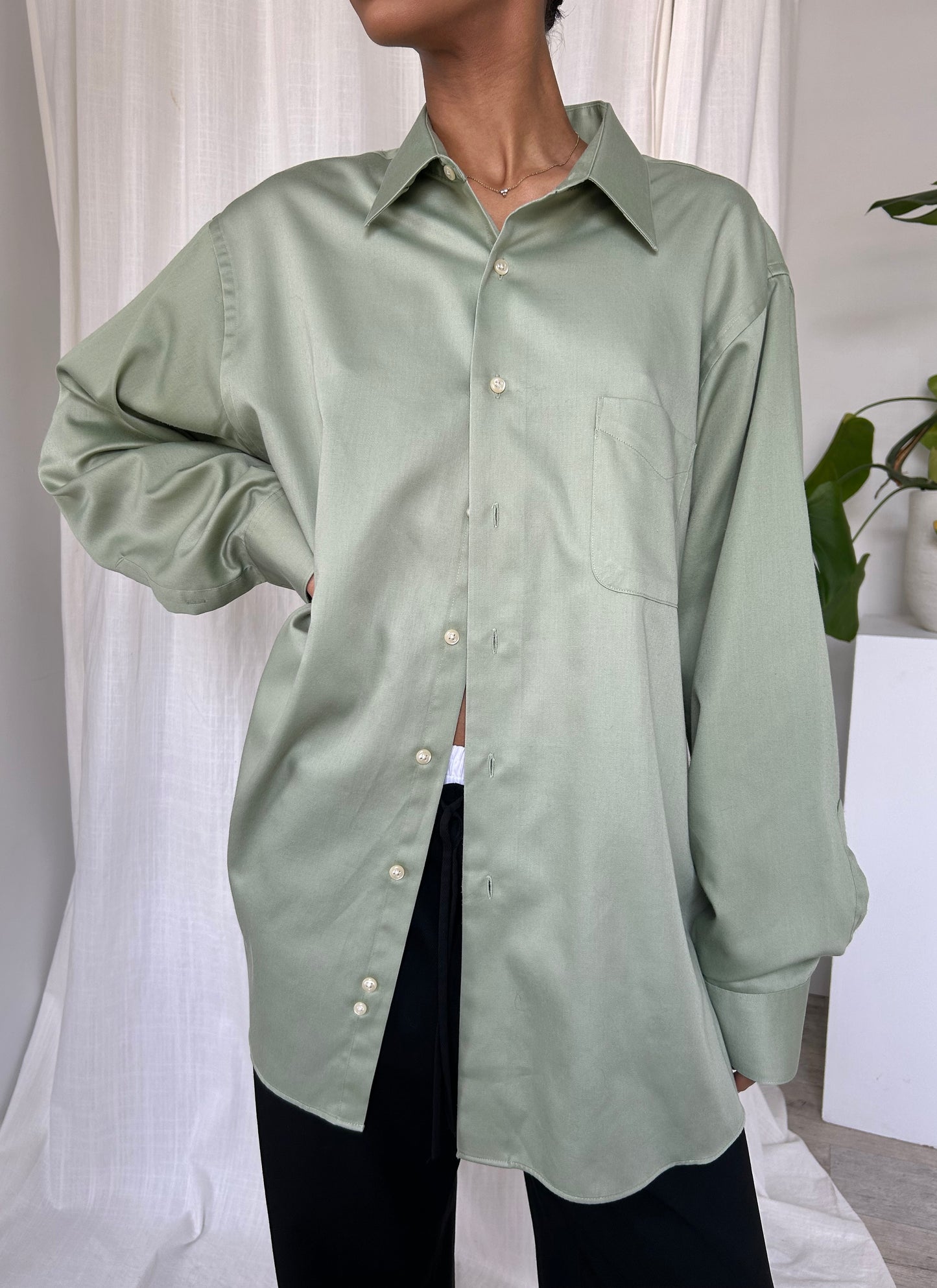 Sage Button Up