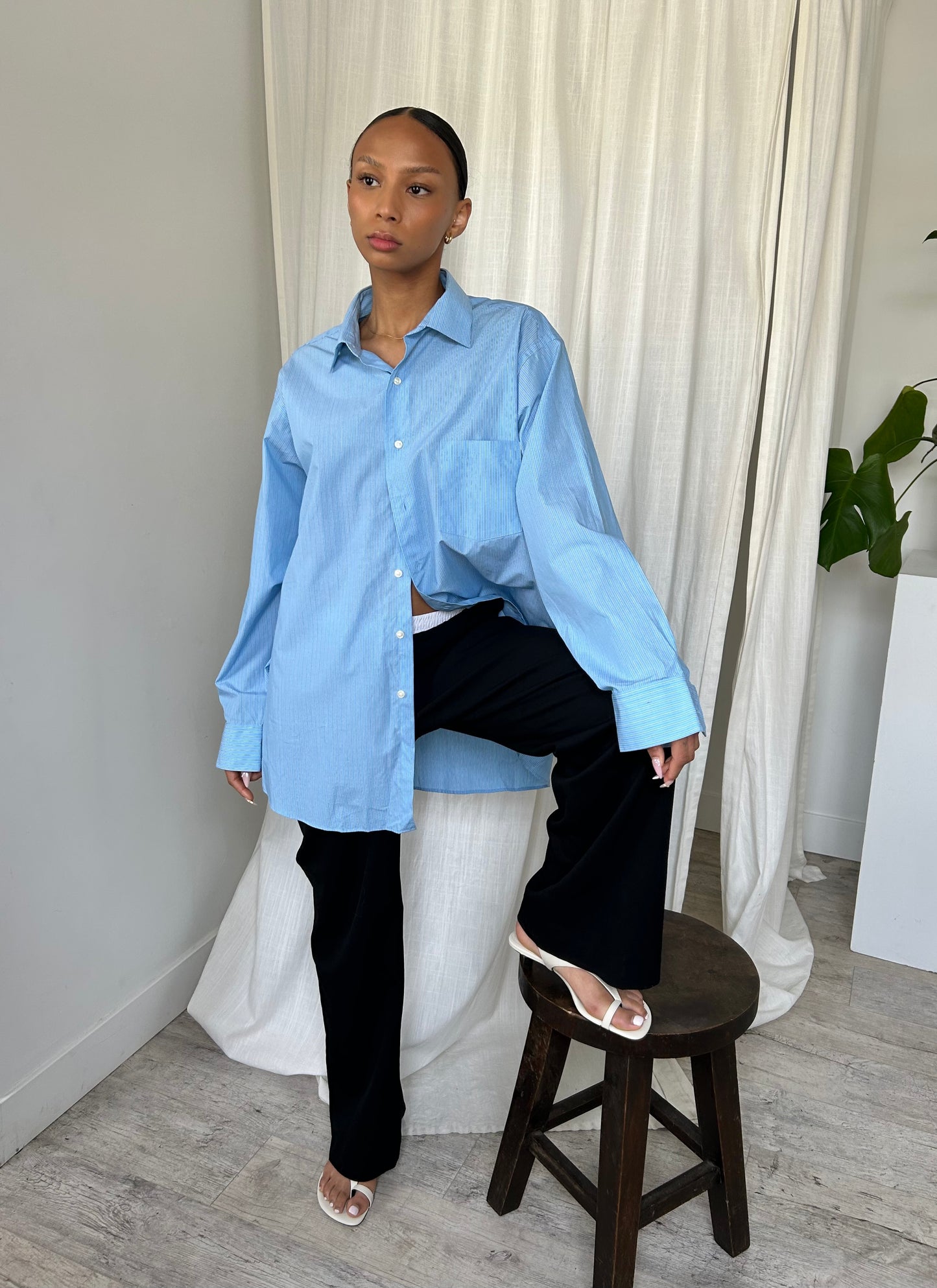 Baby Blue Striped Button Up