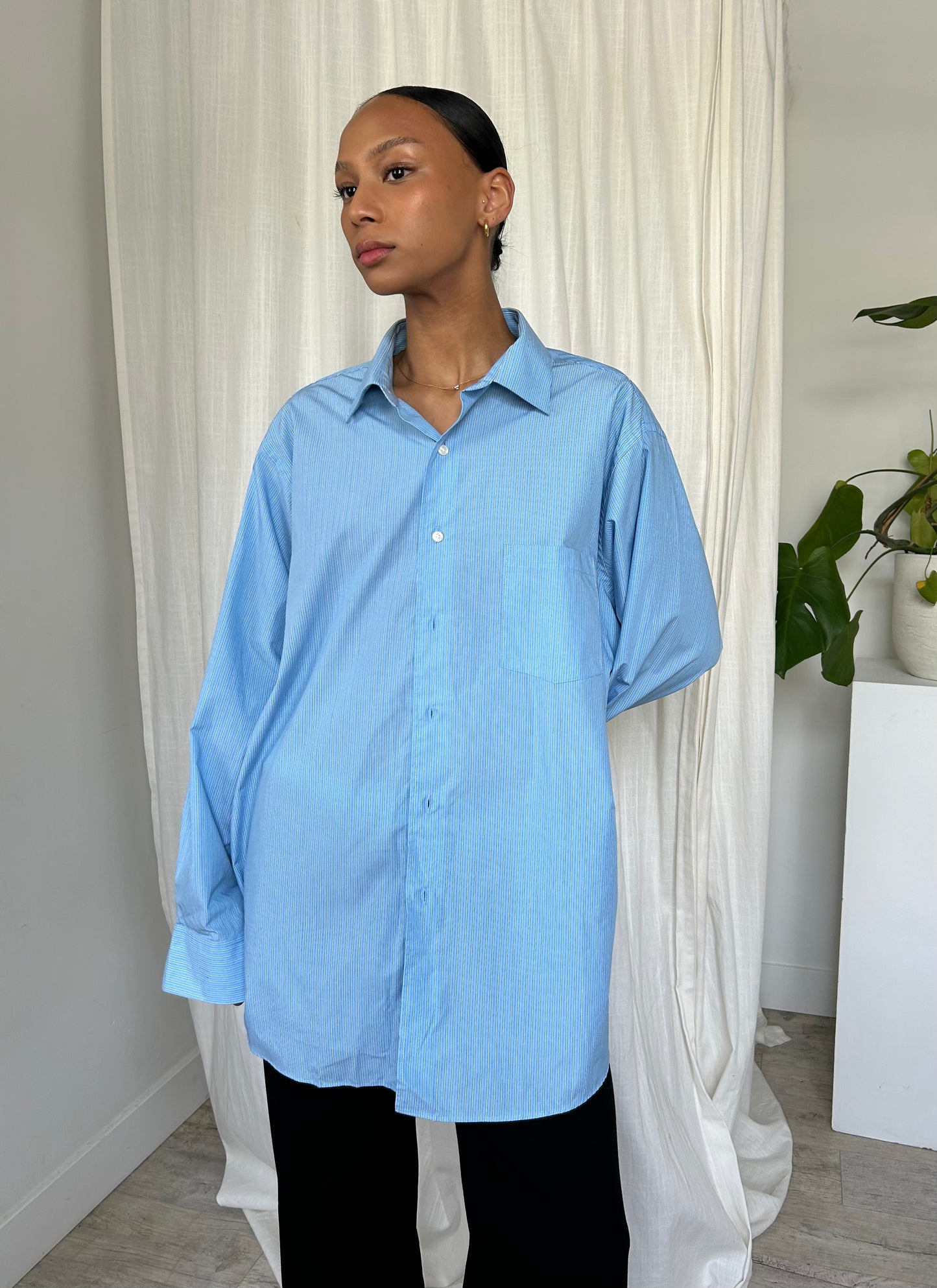 Baby Blue Striped Button Up