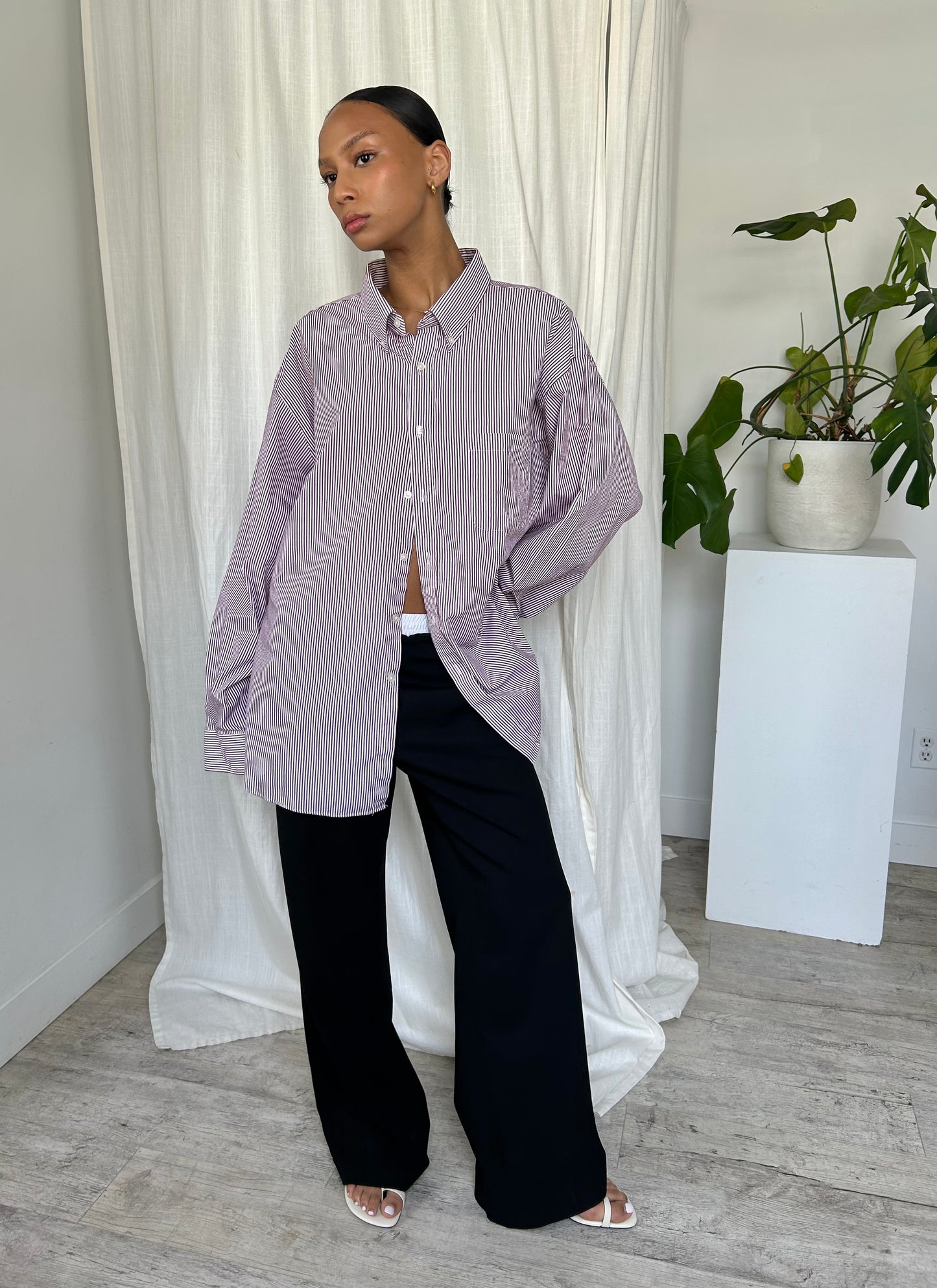 Striped Boxy Button Up