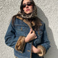 Faux Fir Trim Denim Jacket