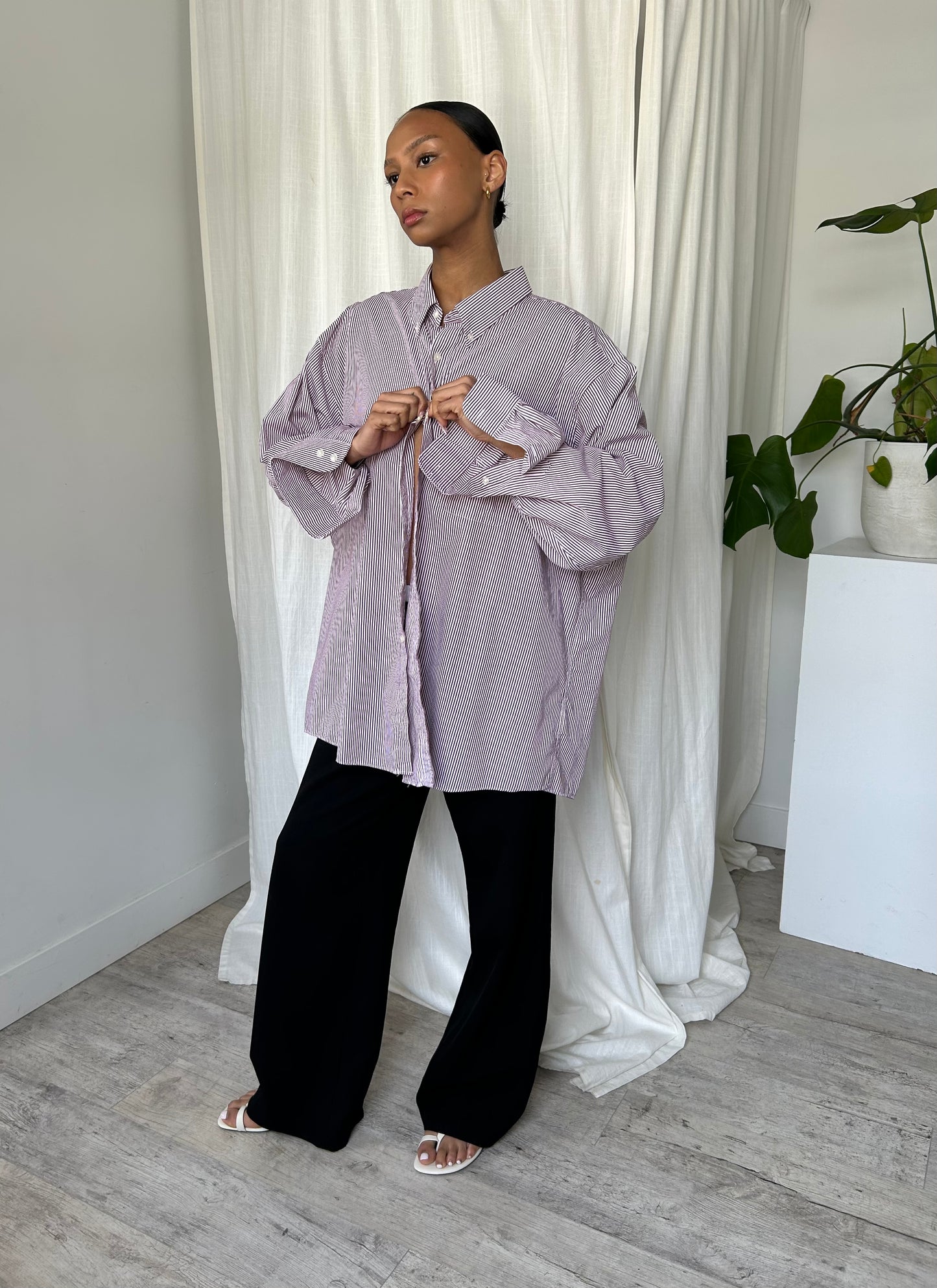 Striped Boxy Button Up