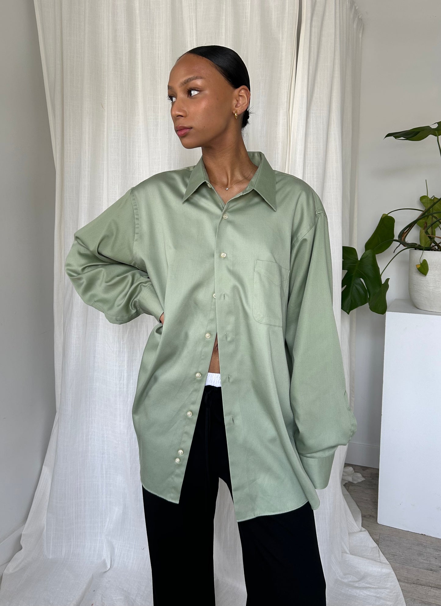 Sage Button Up