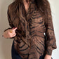Tiger Print Silk Blouse