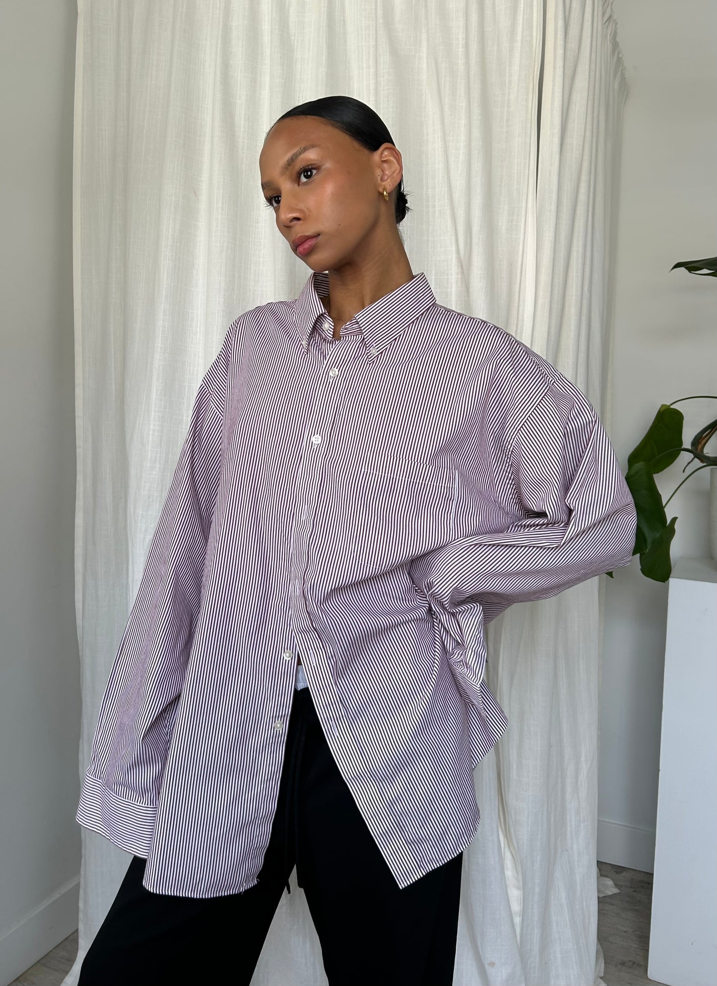 Striped Boxy Button Up
