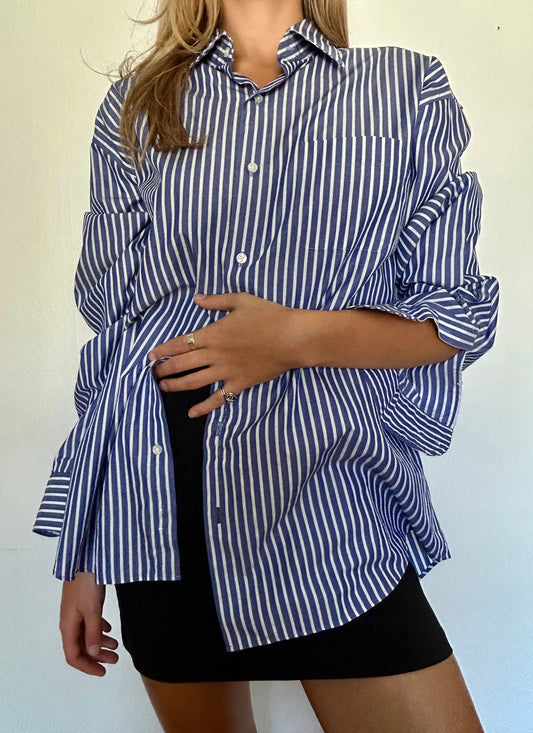 Blue Stripe Button Up