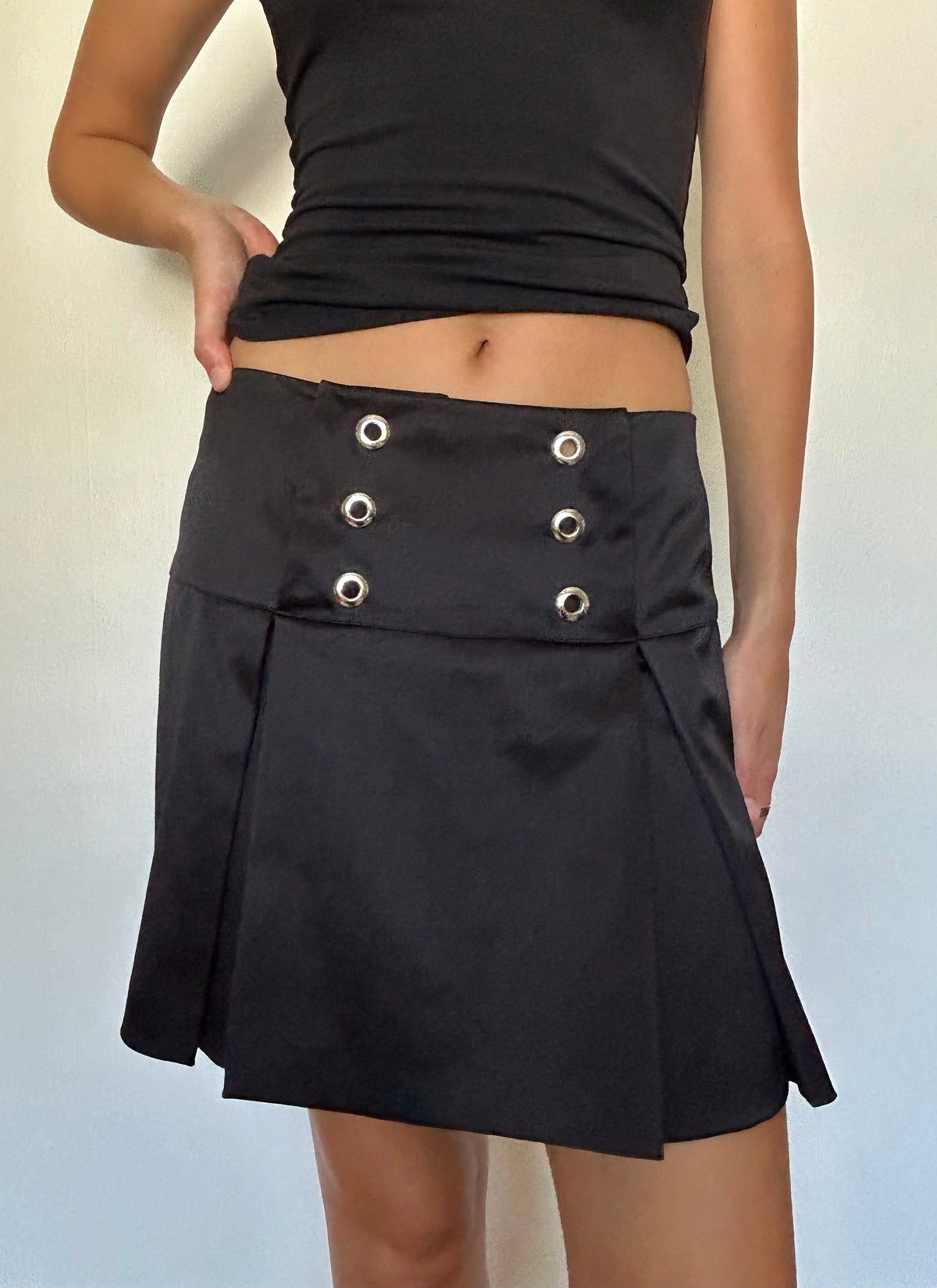 Black Satin Skort