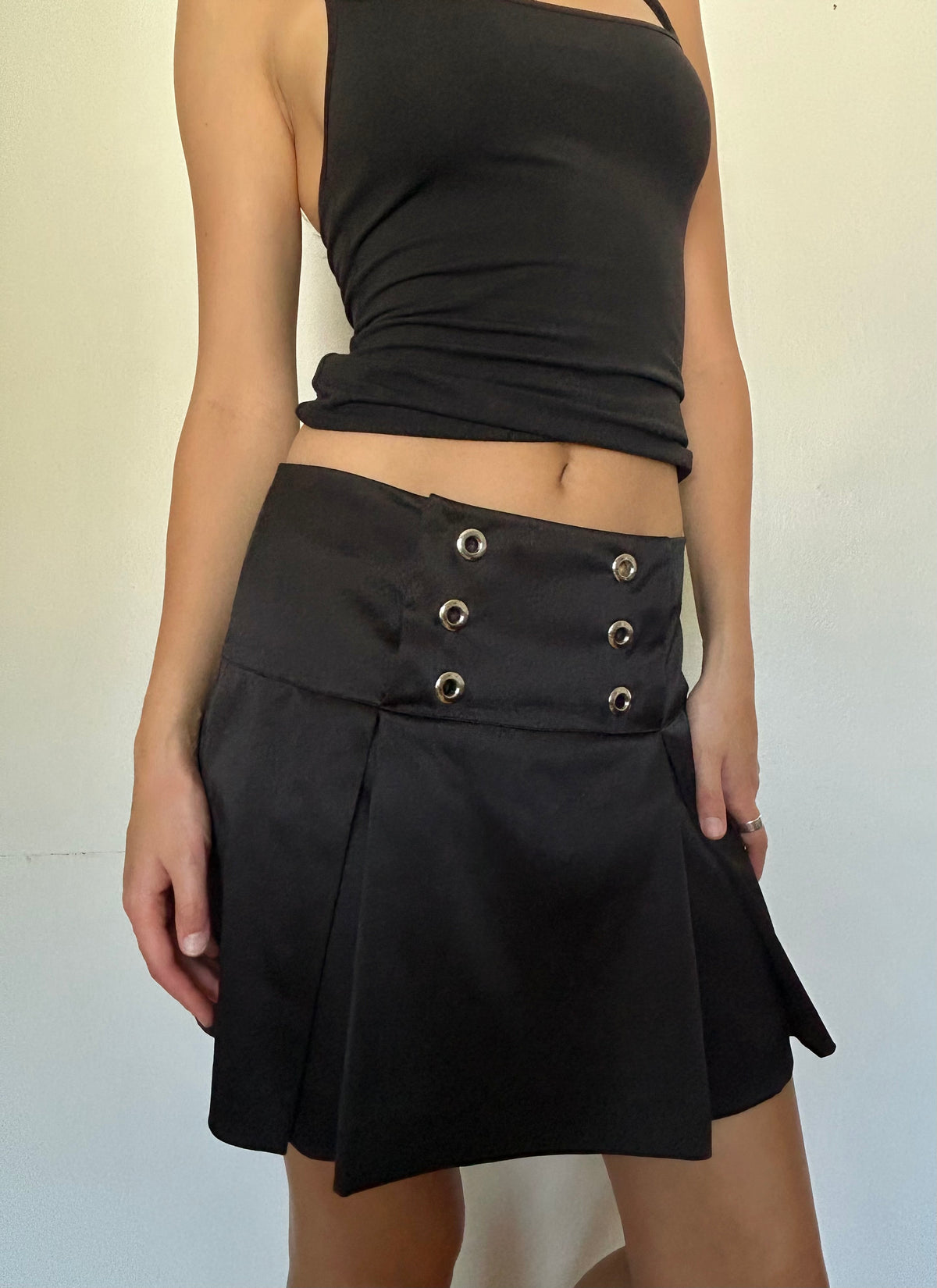 Black Satin Skort