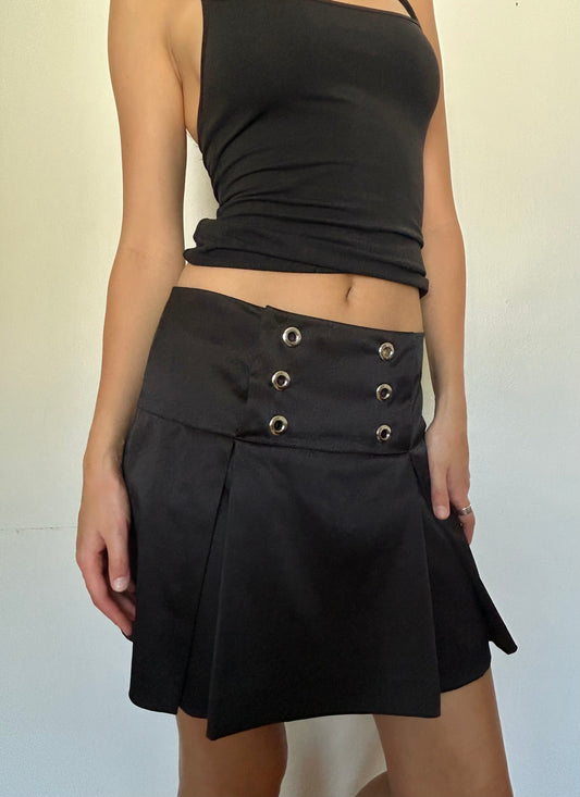 Black Satin Skort