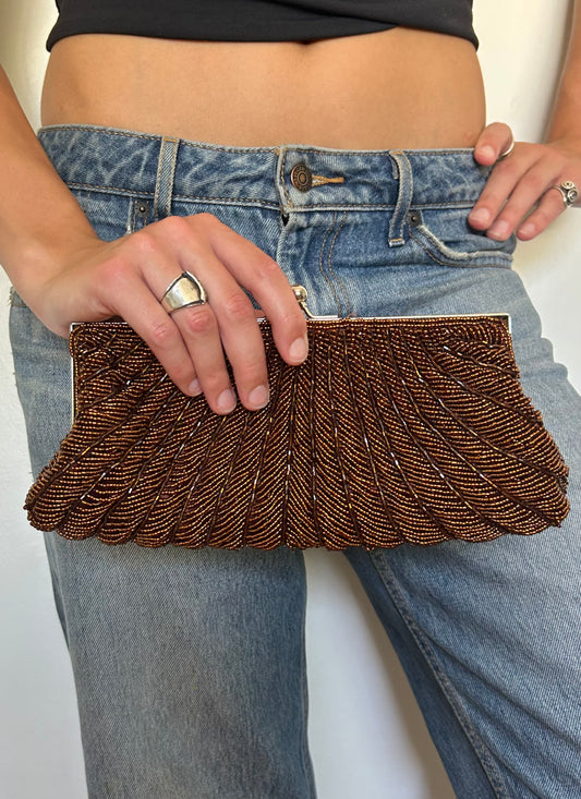Bronze Beaded Clutch