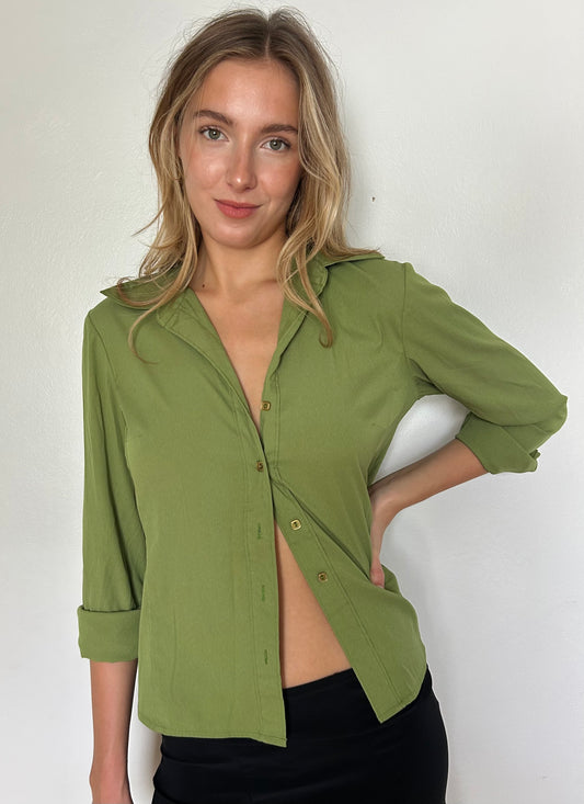 Green Button Up